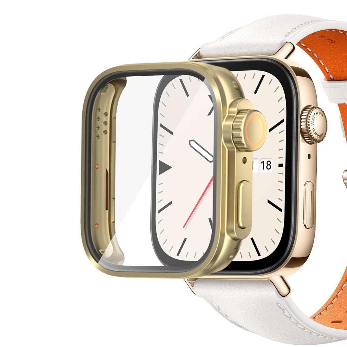 Microsonic Huawei Watch Fit 3 için Kılıf Apple Watch Ultra Dönüştürücü Ekran Koruyucu Kasa Gold [Watch Fit 3 ile Uyumlu Kılıf - Gold]