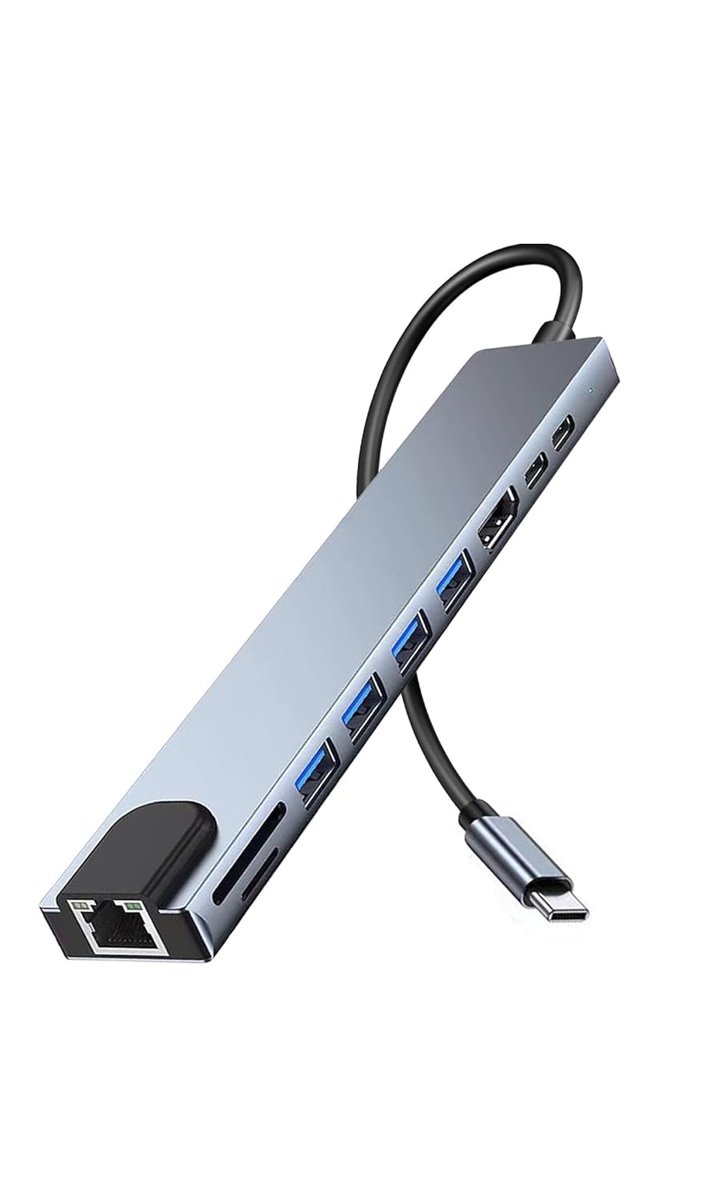 10-in-1 USB C Çoklayıcı, HDMI, RJ45 Ethernet, SD/TF Kart, USB 3.0/2.0 Bağlantı Noktaları, 100W PD Şarj, Gümüş