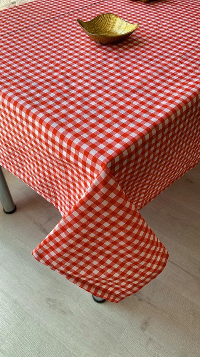 Defnelam Piknik Örtüsü Sofra Bezi 170x170 cm (Kırmızı Orta Pötikare)
