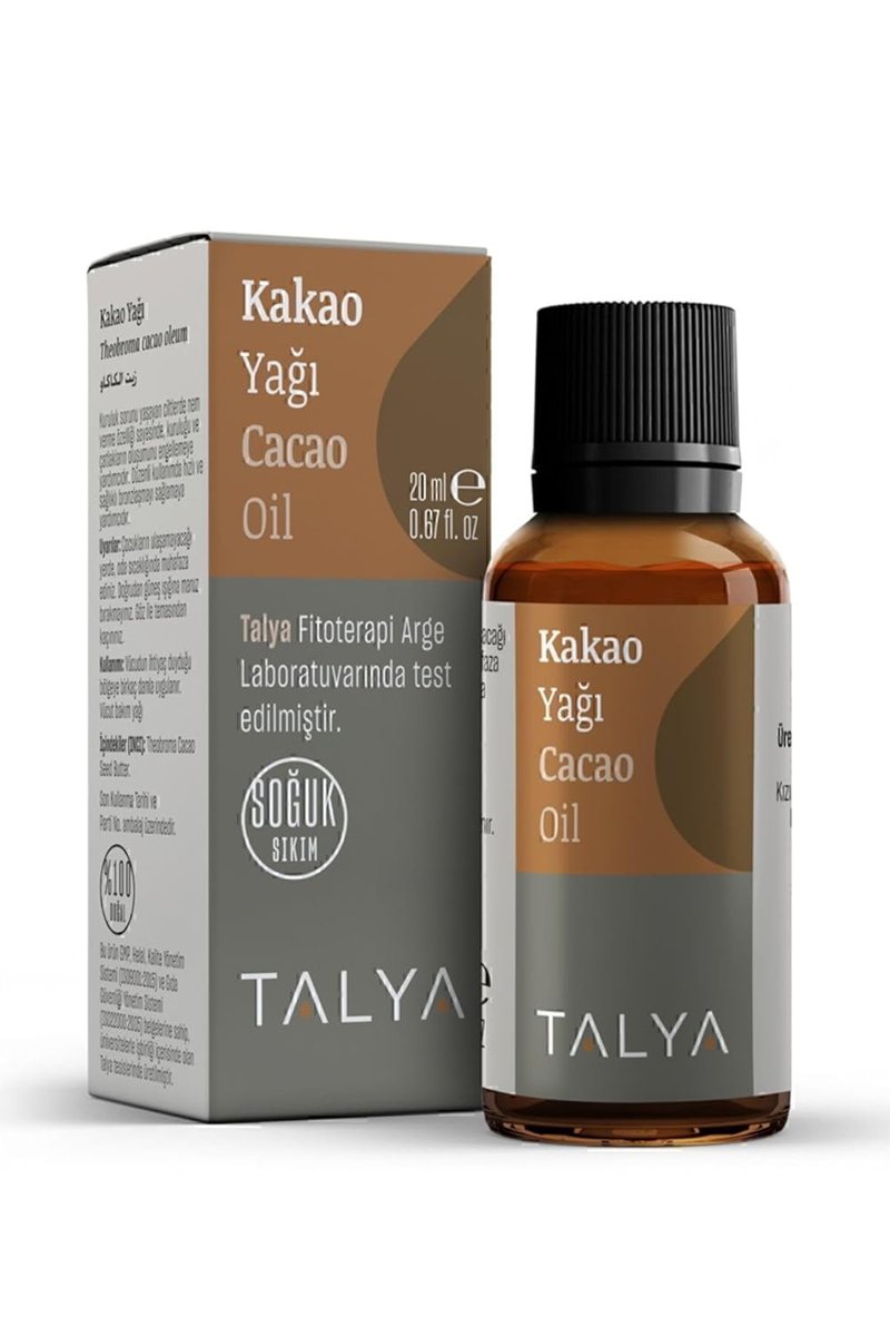 Talya Kakao Yağı, Soğuk Sıkım,%100 Saf Ve Doğal, Doğal Bronzluk, 20 ml