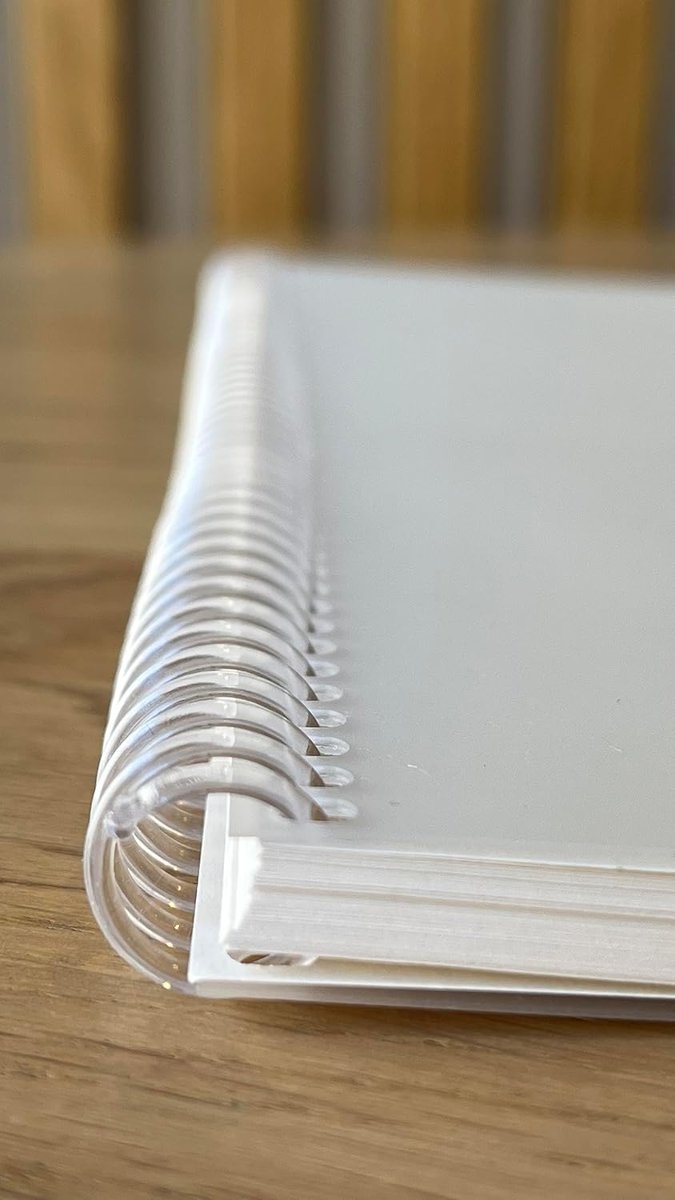 A4 Boyutunda Şeffaf Kapağa Sahip Yırtılmaz Su Geçirmez Spiralli 60 Yapraklı Defter, Ofis İçin İdeal, Planlayıcı (Çizgisiz)
