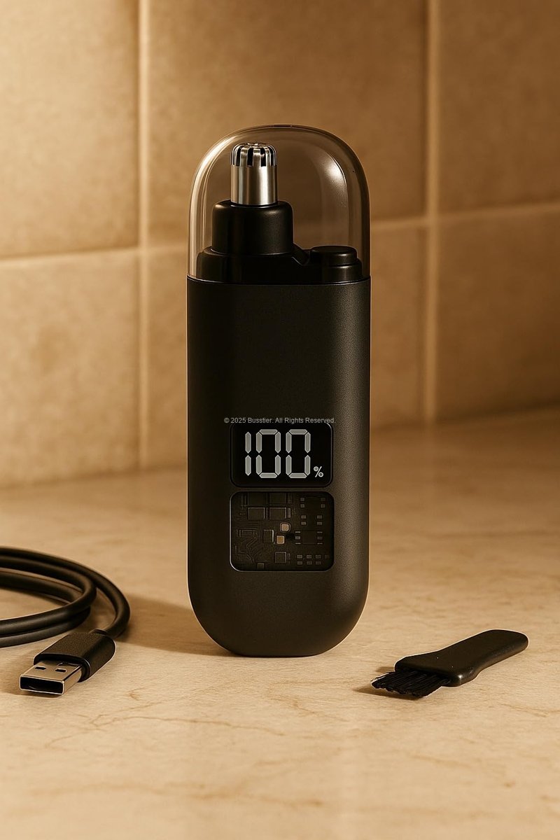 Busstier Burun Kılı Makinesi, Mini Taşınabilir Ağrısız Tüy Alma, Hassas Kaş Düzeltici, Çift Taraflı Bıçaklı Sessiz Kesim, LED Güç Göstergeli, USB Şarjlı, Temizlik Fırçası ve Şarj Kablosu Dahil, Seyaha