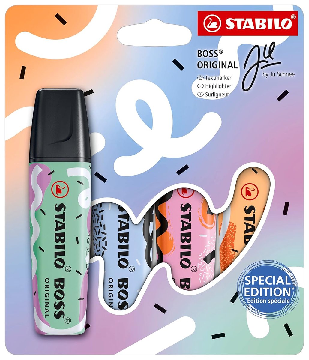 STABILO BOSS ORIGINAL Pastel - by Ju Schnee - Fosforlu Kalem 4'lü Paket - Çeşitli Renkler