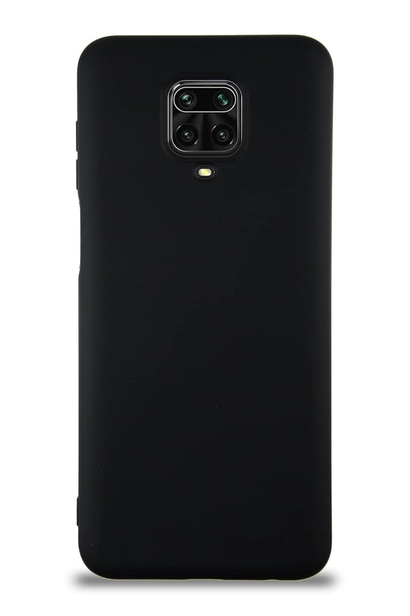 KZY İletişim Xiaomi Redmi Note 9 Pro ile Uyumlu Kapak ile Uyumlu İçi Kadife Lansman Silikon Kılıf - Siyah