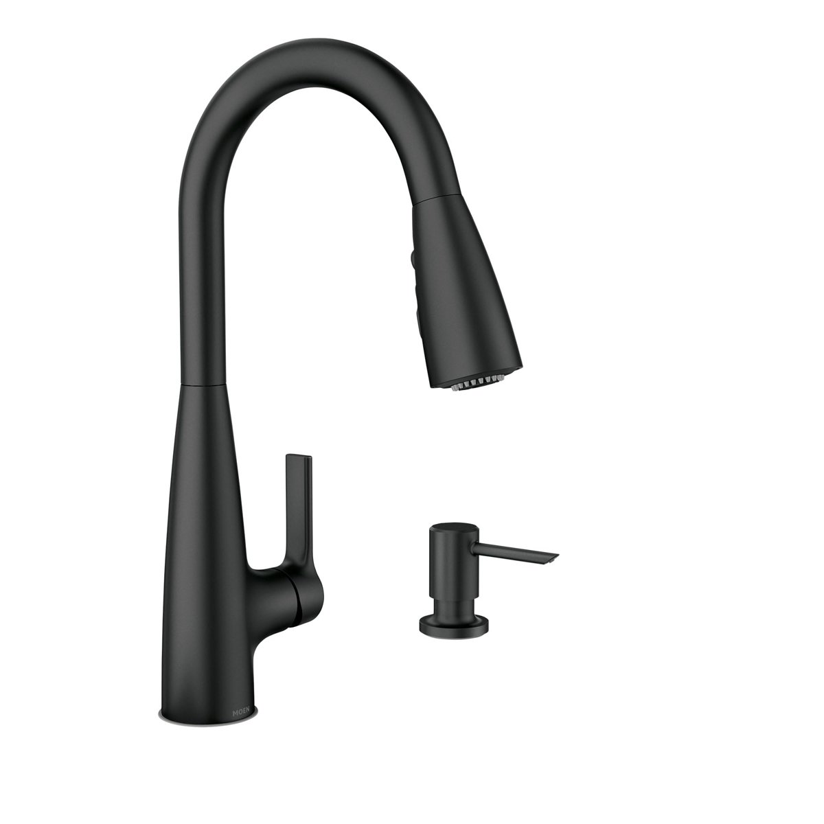 Moen 87627BL Haelyn Tek Saplı Aşağı Çekmeli Püskürtücü Mutfak Musluğu, Refleks ve Güç Temiz, Mat Siy