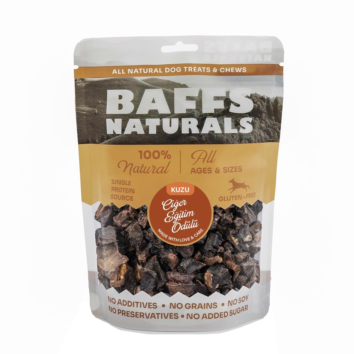 Baffs Naturals Kuzu Mini Ciğer Eğitim Ödülü 100% Doğal Köpek Ödül Maması 100 gr (100 Gr x 1 Adet)