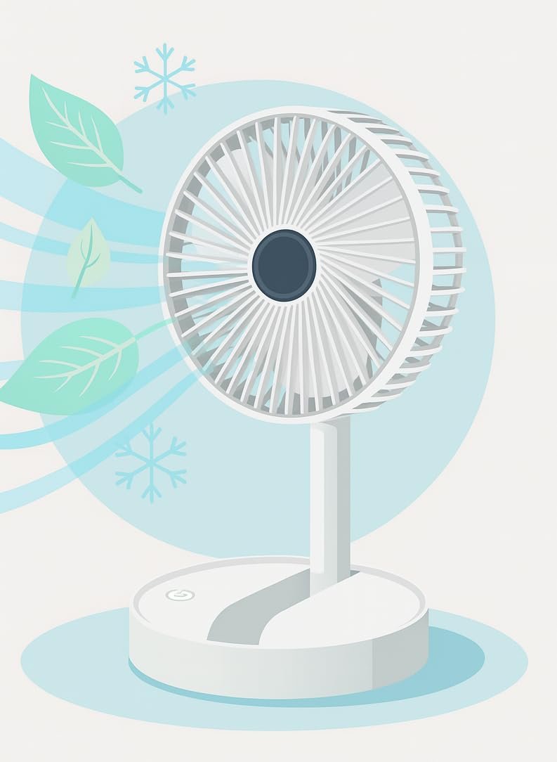 Coverzone Yüksekliği Ayarlanabilir 31cm - 37 cm Taşınabilir Masaüstü Mini USB Fan Şarj Edilebilir Te