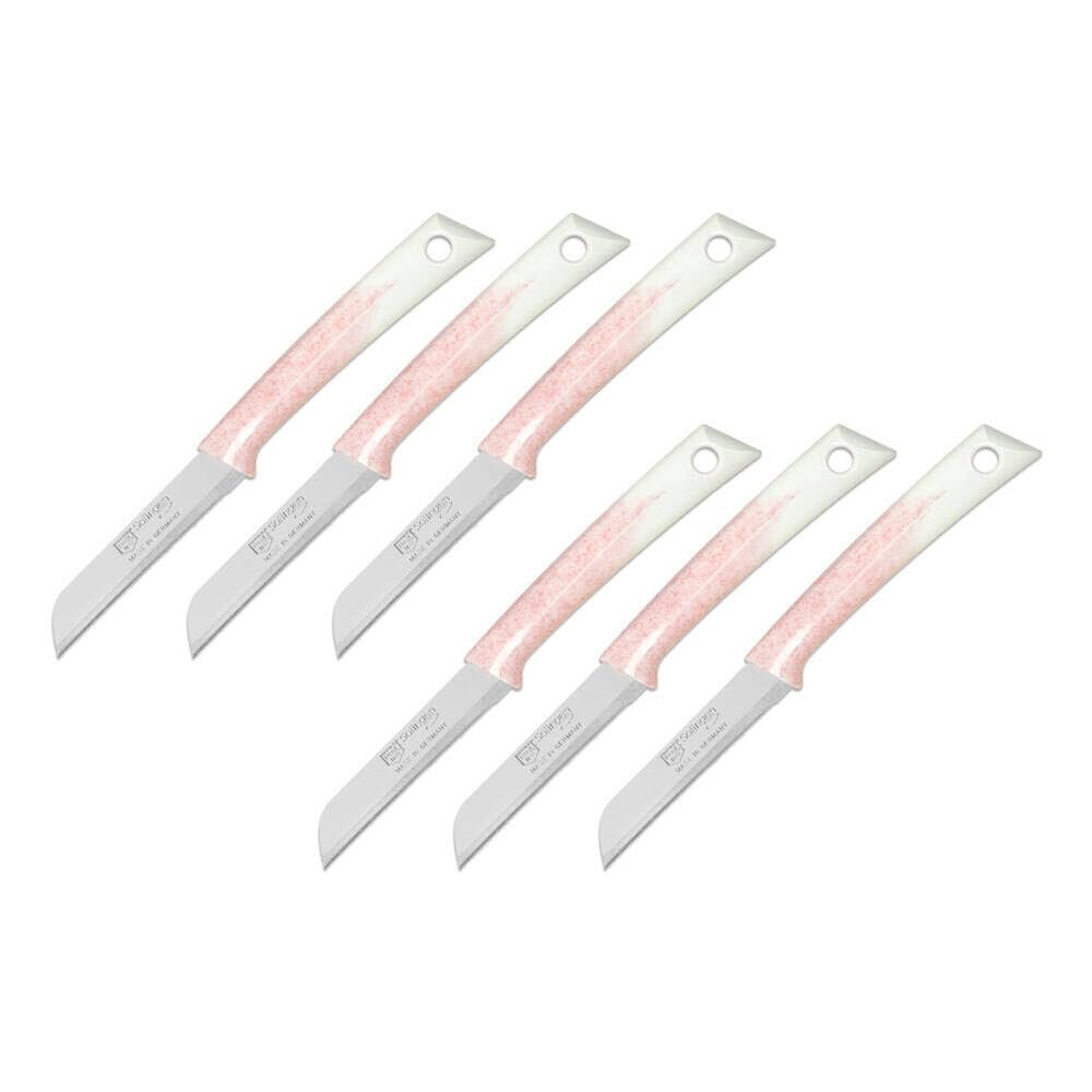 Pirge Pure Line Solingen Meyve Bıçağı Seti 6'lı Pembe, Tırtıklı Sebze Meyve Bıçak Seti