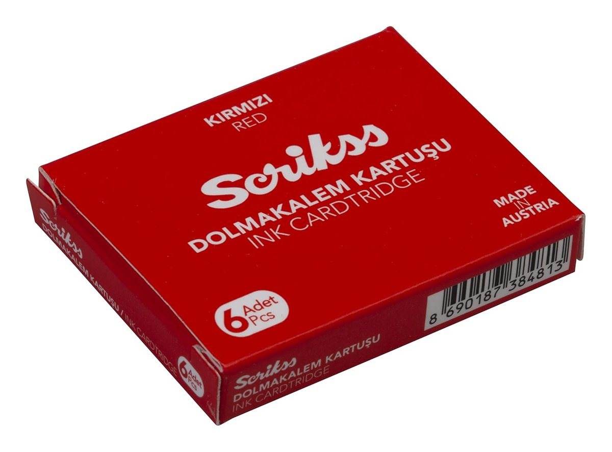 Scrikss Kartuş Dolma Kalem Kartuşu 6'lı Paket Kırmızı