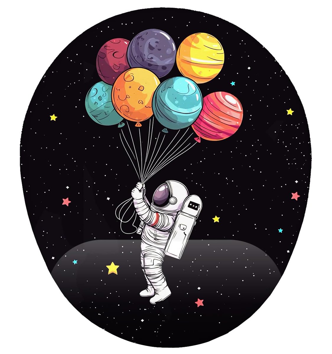 Astronot Uzay ve Gezegenler Bilek Destekli Mouse Pad