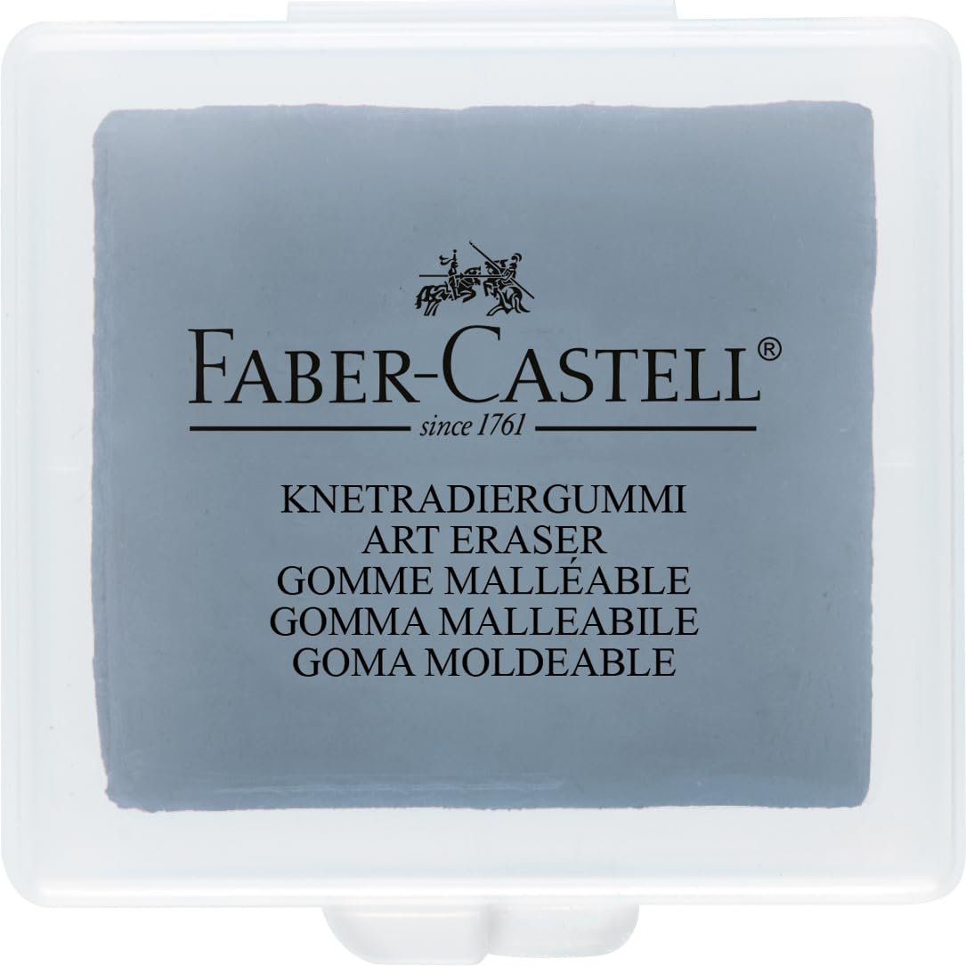 Faber-Castell Yoğurulabilir Sanat Silgisi Gri, yumuşak düzeltmeler için ergonomik şekilli kaliteli silgi, leke ve PVC içermez