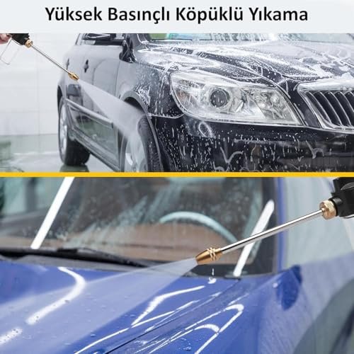 Valkyrie Yüksek Basınçlı Hazneli Köpüklü Araç Oto Yıkama Bahçe Sulama İlaçlama Su Tabancası Ayarlanabilir Başlık Deterjan İlaç Hazneli