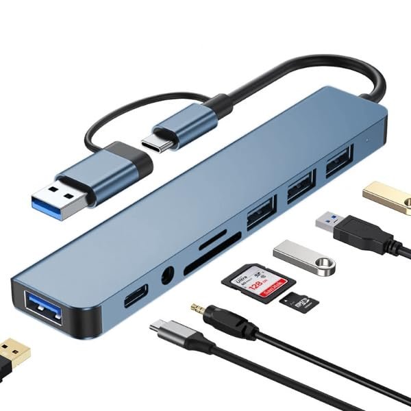 Coverzone Çoklayıcı Adaptör 8 in 1 USB/Type-c To USB A, USB C Macbook uyumlu Çevirici Adaptör Çok Po