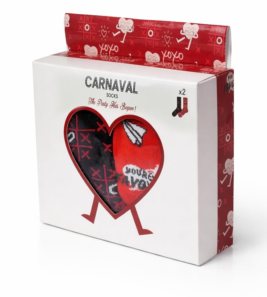 Carnaval Socks Sevgililer Günü Özel Tasarım Çorap Seti, Romantik Desenli Unisex Hediye Çorap, Pamuk, 2'li, 37-44 Numara