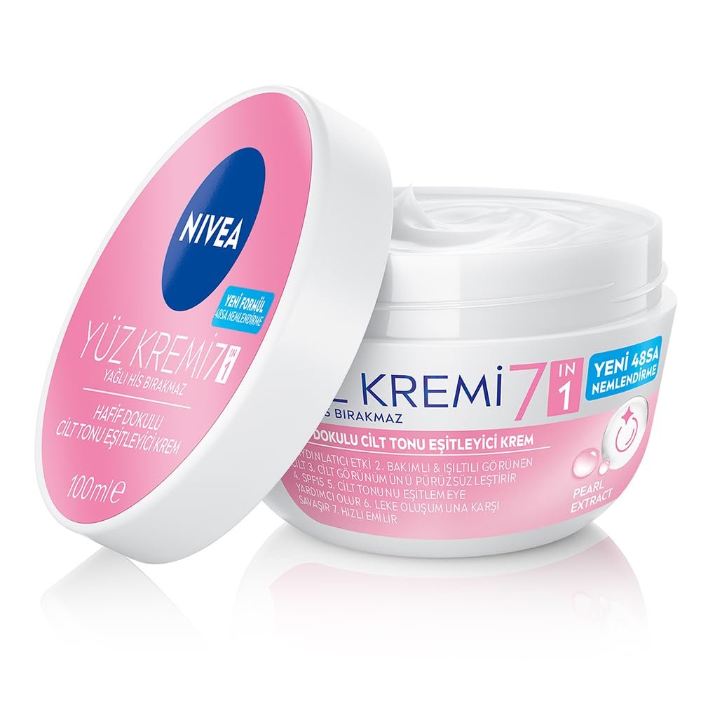NIVEA Cilt Tonu Eşitleyici Yüz Kremi 100 ml, Eşit Cilt Tonu, 24 Saat Nemlendirici Yüz Kremi, SPF15 ile Güneş Koruyucu, Hızlı Emilir, Cilt Leke Oluşumunu Önlemeye Yardımcı, Hassas Ciltler için