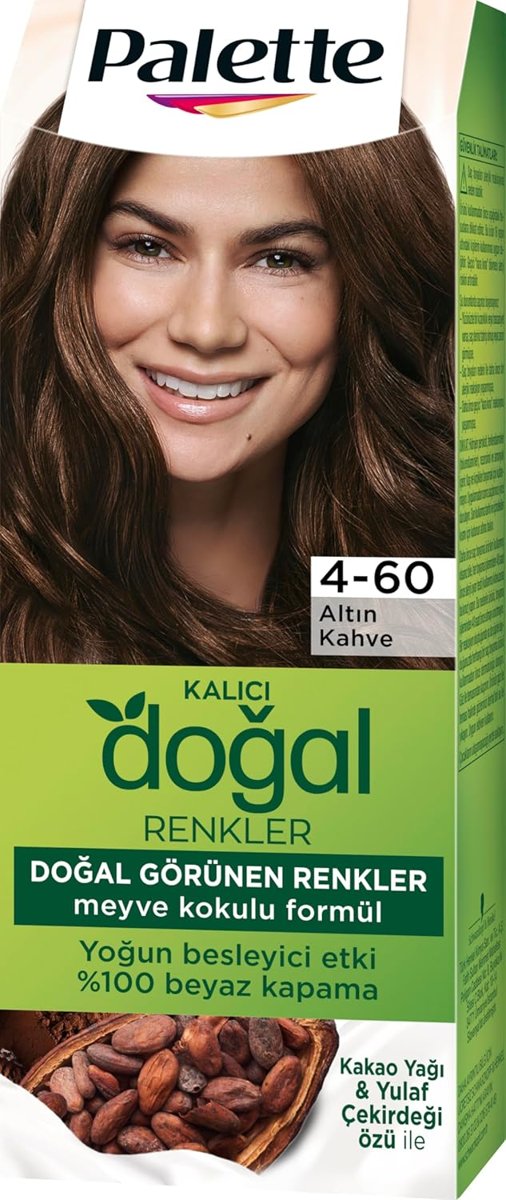 Palette Kalıcı Doğal Renkler 4-60 Altın Kahve Kakao Yağı  Yulaf Çekirdeği Özlü Saç Boyası