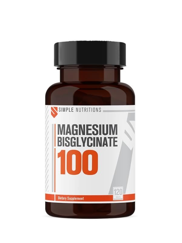 Simple Nutritions Magnesium Bisglycinate 100 mg 120 Tablet | Magnezyum Bisglisinat Takviye Edici Gıda | Kas Fonksiyonu, Sinir Sistemi, Enerji Metabolizması ve Elektrolit Dengesi Desteği