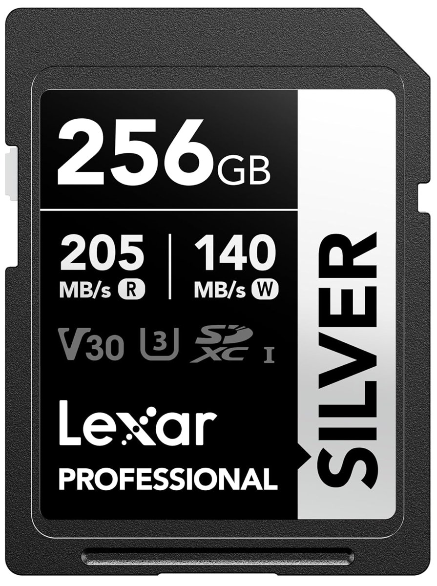 Lexar Profesyonel SILVER SD Kart 256 GB, 205 MB/s'ye Kadar Okuma, 140MB/s Yazma, SDXC UHS-I Hafıza K