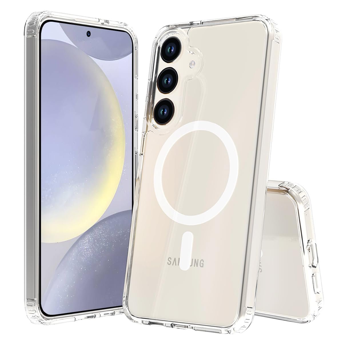 BUFF LABS Galaxy S24 Plus ile Uyumlu (6.7 İnç) MagSafe Uyumlu Air Hybrid Darbe Emici TPU + PC Şeffaf Kılıf