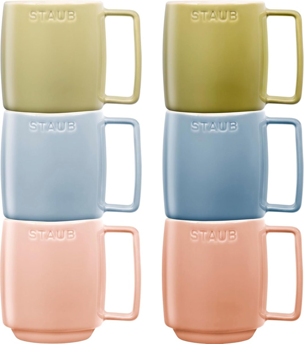 STAUB Seramik Kupa Seti, 350 ml, Makaron Renkli, 6 Parça, Mikrodalga ve Bulaşık Makinesi Uyumlu