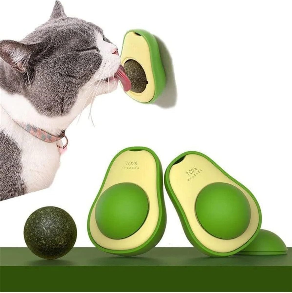 Avokado Şeklinde Yeşil Kedi Çimi Topu Oyuncağı Nanesi Otu Topu Oyuncağı Yapışkanlı Catnip Cat Mint Yeşil Avokado Tasarımlı Kedi Yalama Topu1 adet
