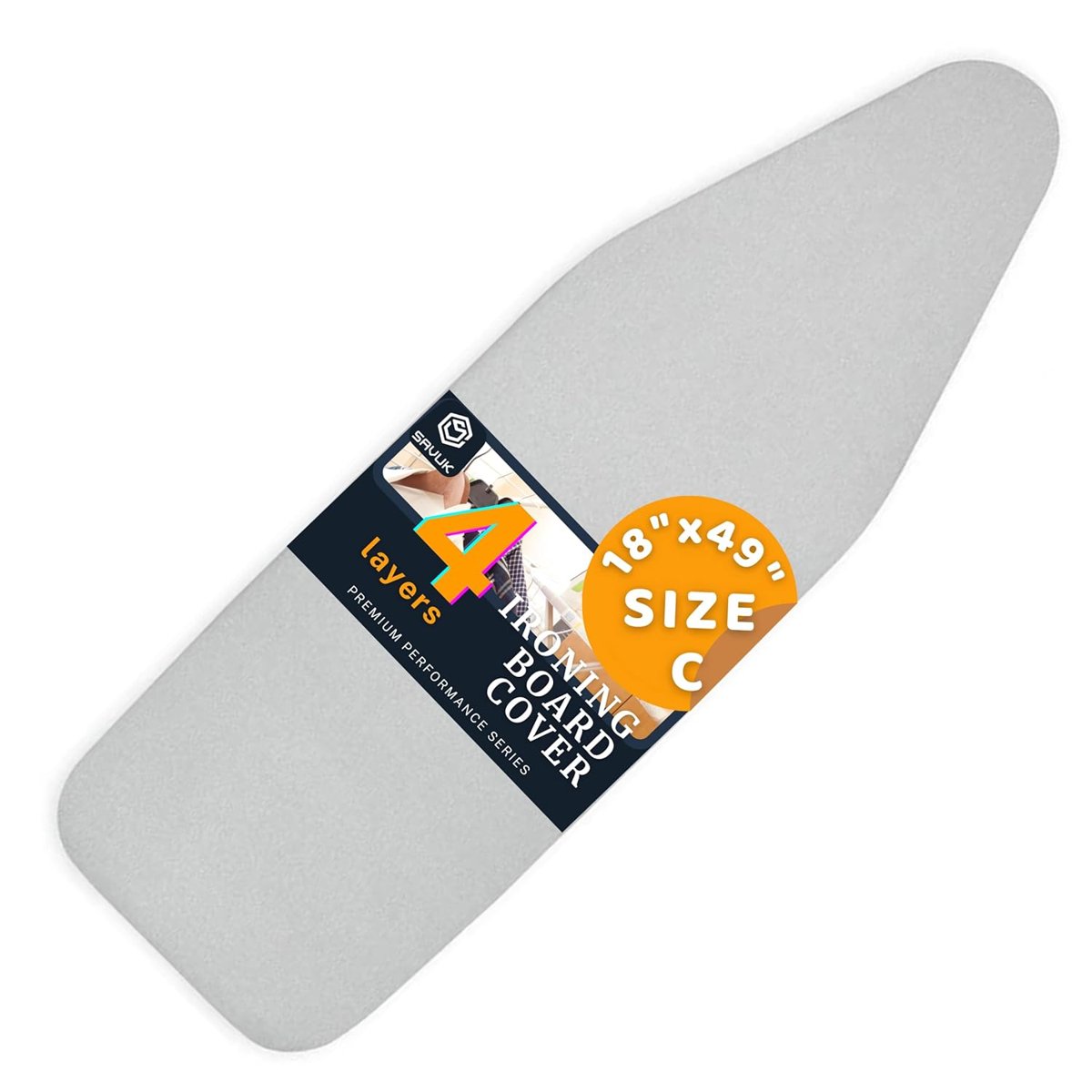 Savuk 4 Katmanlı Ütü Masası Kılıfı,Ütü Masası Örtüsü,Ütü Masası Bezi,Silikon Kaplı Isı Dayanıklı 55x135 cm Gri Renk