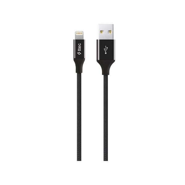 Ttec Alumicable XL Lightning Şarj ve Data Kablosu, Siyah, 2 m