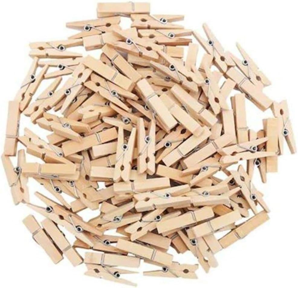 Orret Home 24 Adet Mini Ahşap Not Mandalı,Not Tutucu Dekoratif Mandal Çalışma Odası Ev Ofis İçin Küçük Mandallar (Natural)