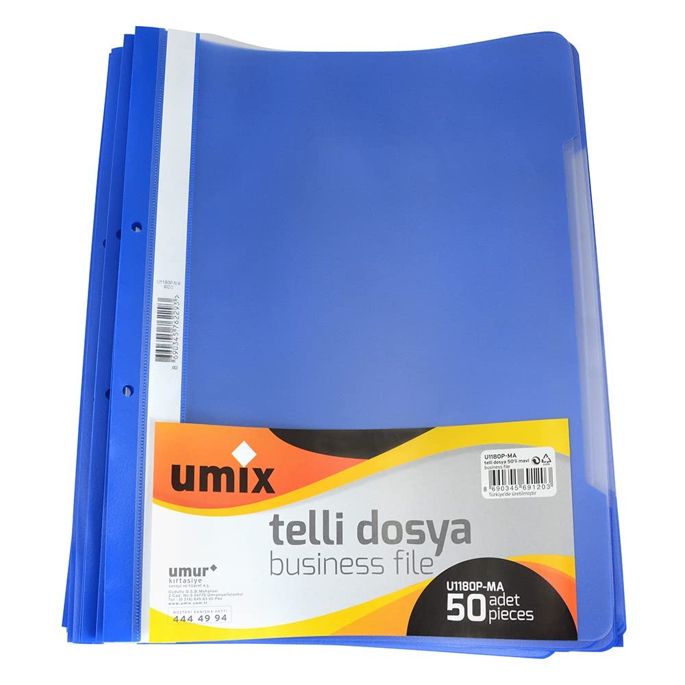 UMIXC A4 TELLİ DOSYA 50'Lİ MAVİ