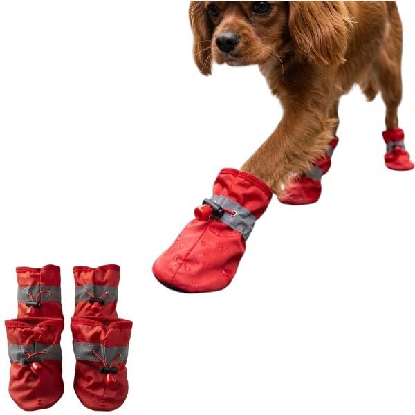AEE® Su Geçirmez Köpek Botu 4’lü Set | Yansıtıcı Patik | Kaymaz Taban Yağmur Çamur Koruma Pati Ayakkabısı