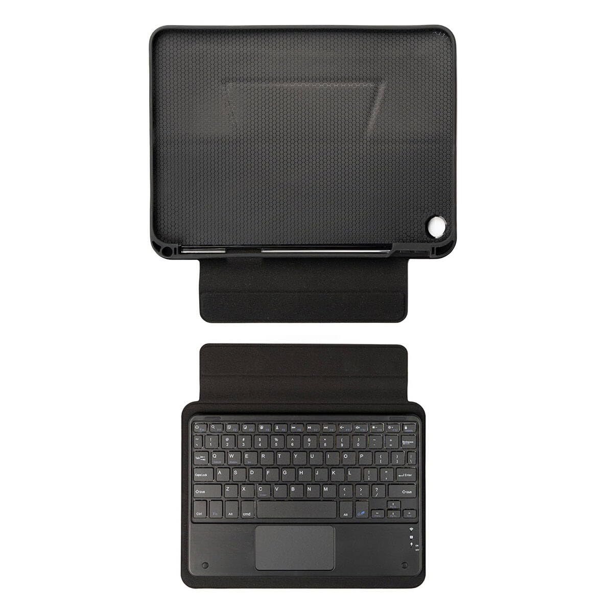 Aksesuarcim Samsung Galaxy Tab A11 Plus SM-X230 X236 X238 ile Uyumlu Kılıf Klavyeli Kalem Bölmeli Bluetooth Bağlantılı Standlı Tablet Kılıfı Siyah