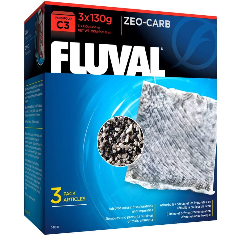 Fluval C3 Zeo-Carb, Yedek Akvaryum Filtre Ortamı, 3 Adet (1'li Paket) 14018, beyaz