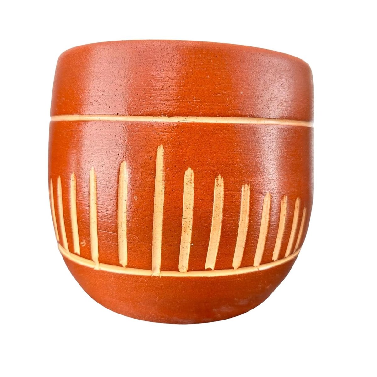 Bitki Tasarımı Ev Dekorasyon Aksesuar Dik Çizgi Desenli Toprak Saksı Saksılık Salon Çiçeklik - 19 CM