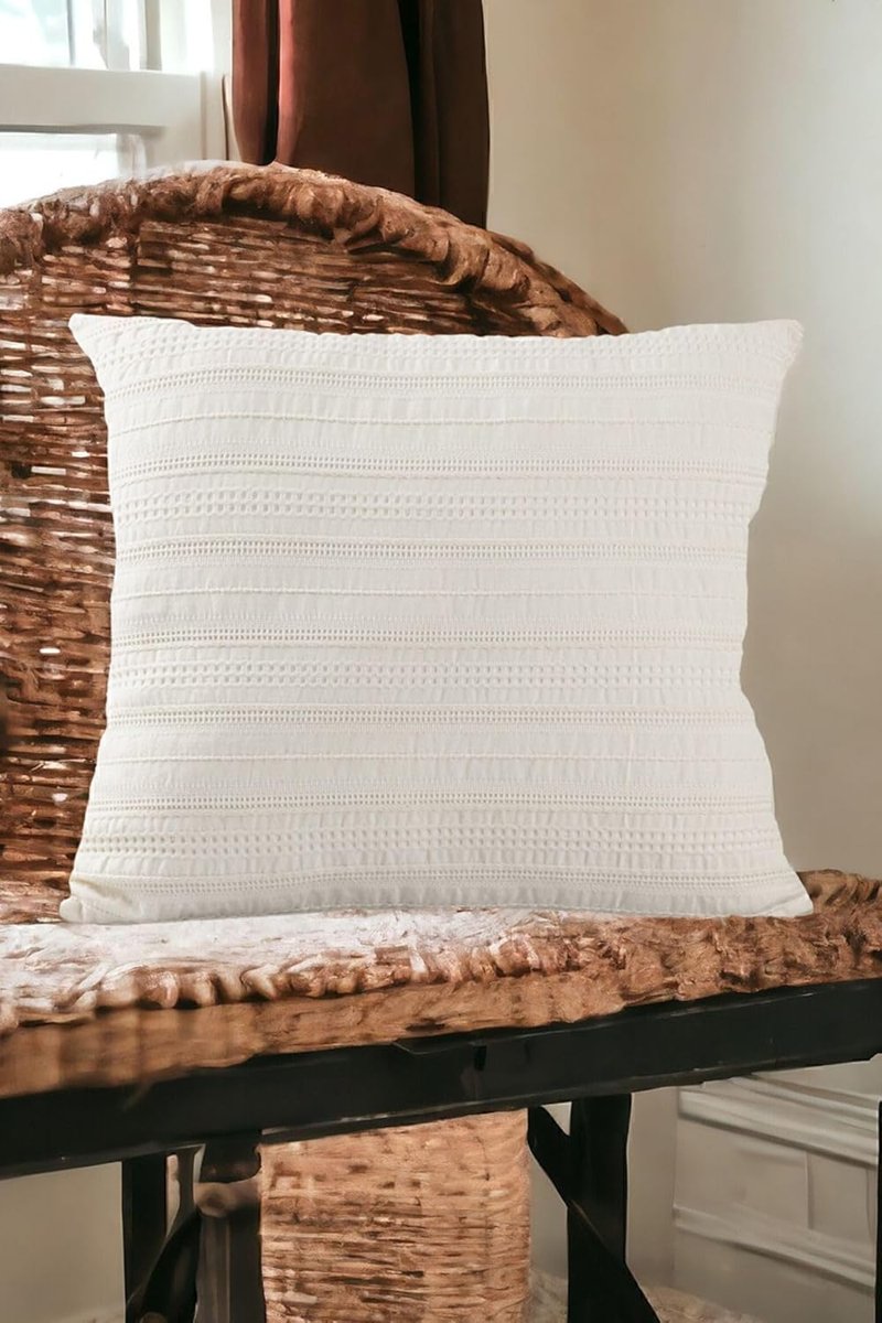 Asdiva Buldan Dokuma Bohem Tasarım%100 Pamuklu 45X45Cm Kırlent Kılıfı Krem Bej