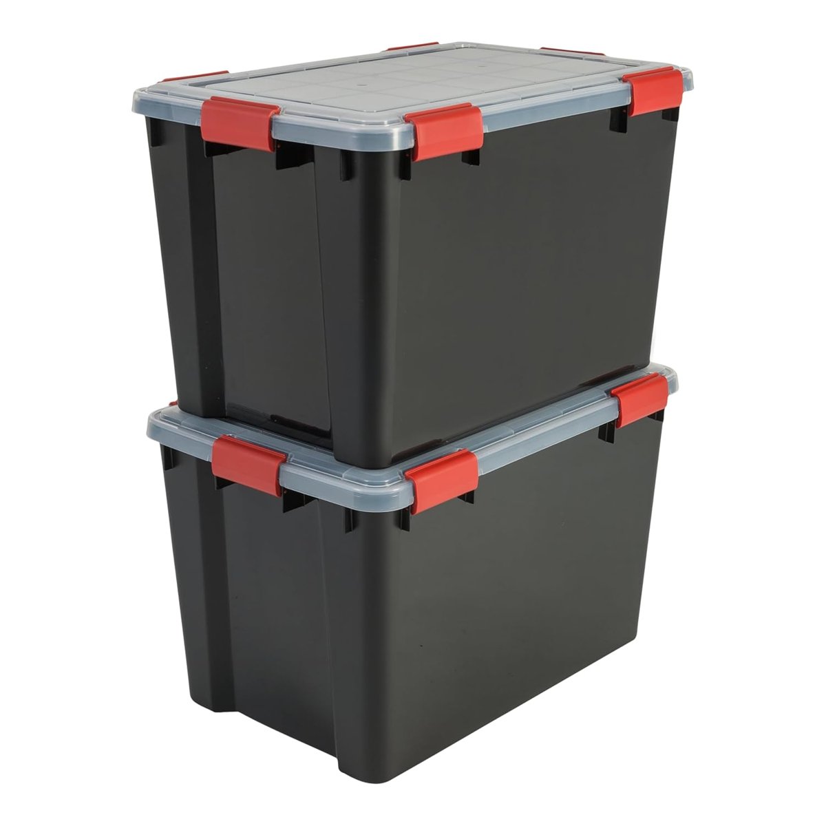Iris Ohyama, 2'li set hava geçirmez saklama kutusu, 70 l, klipsli, istiflenebilir, garaj, kiler, tavan arası – Air Tight Box AT-LD – Siyah