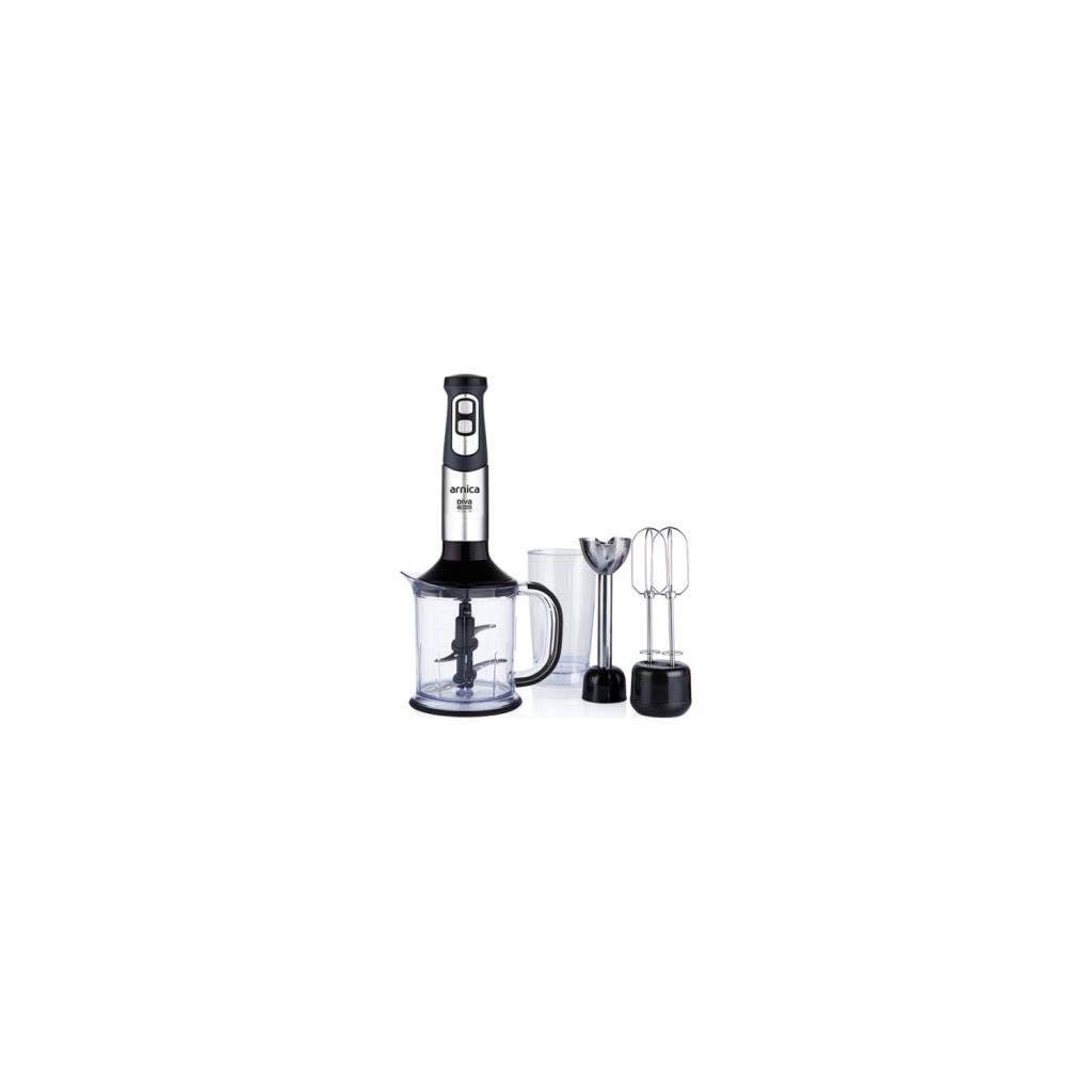 arnica GH21592 Diva Trend El Blender Seti, 1200W, 1.2 L Hazne, Paslanmaz Çelik Bıçak, Gümüş