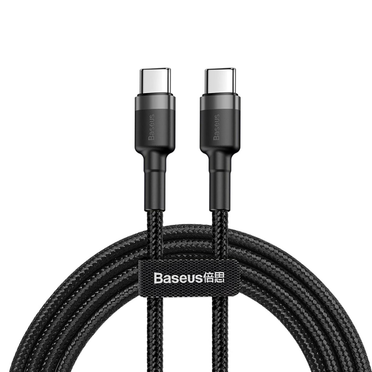 Baseus Cafule, 3.0 A USB-C  USB-C Şarj  Data Aktarımı Kablosu, Flash/Hızlı Şarj, 1 Metre, Gri/Siyah,