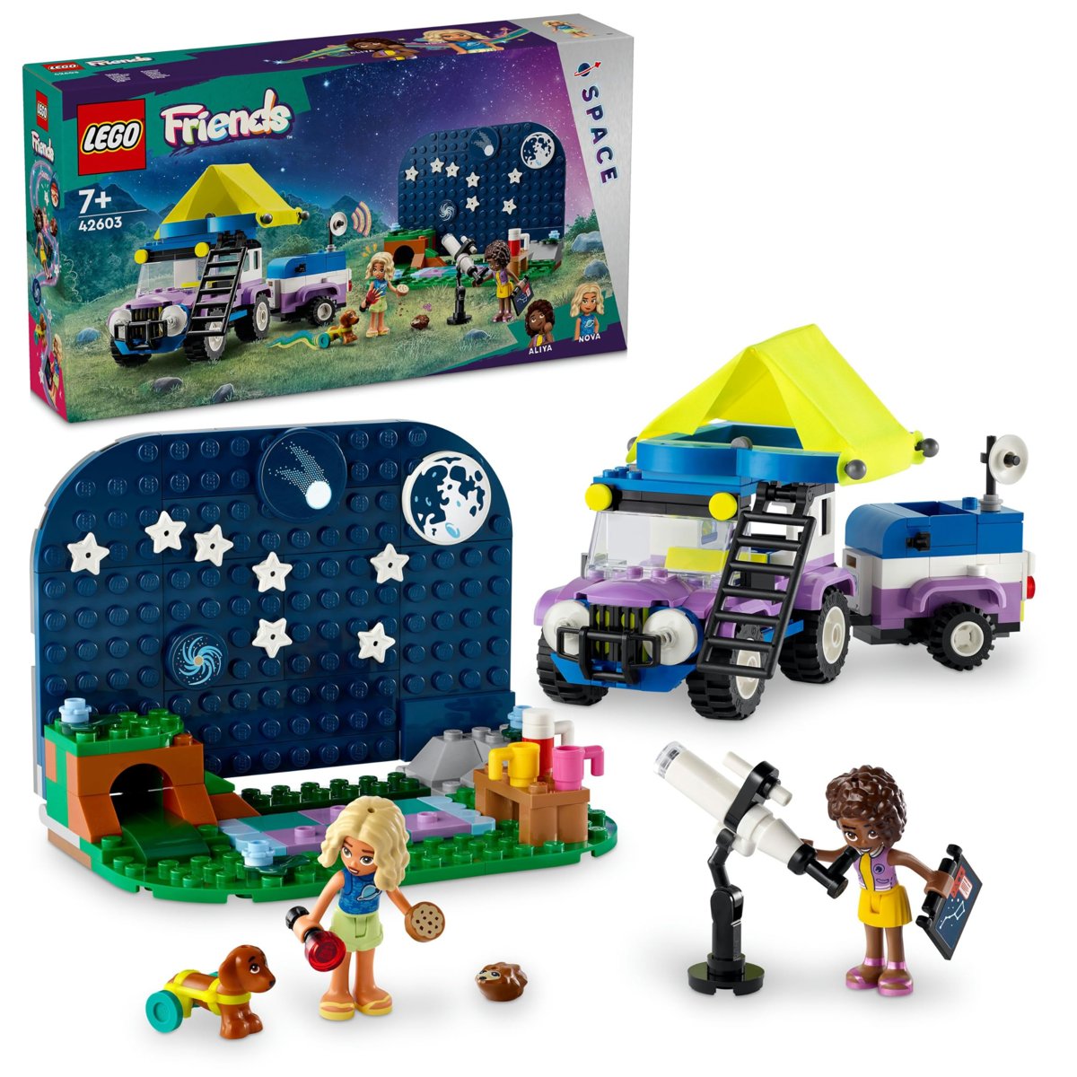 LEGO Yıldız Gözlemleme Kamp Aracı 42603-7 Yaş ve Üzeri Kız ve Erkek Çocuklar için Nova ve Aliya Mini