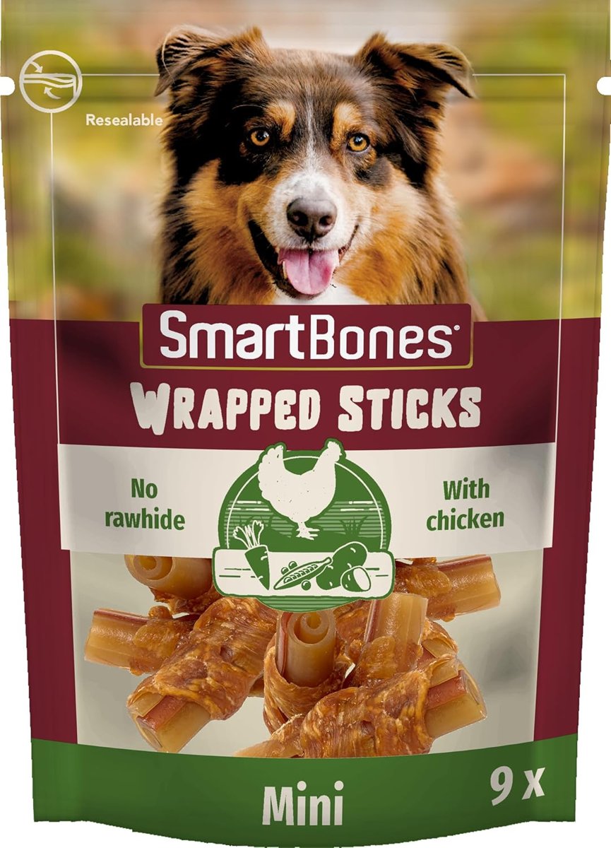 Smartbones Chickenwrapsticks Mini Küçük Boy Tavuklu Burgu Çubuklar 9'Lu, 112 Gr Köpek Ödülü