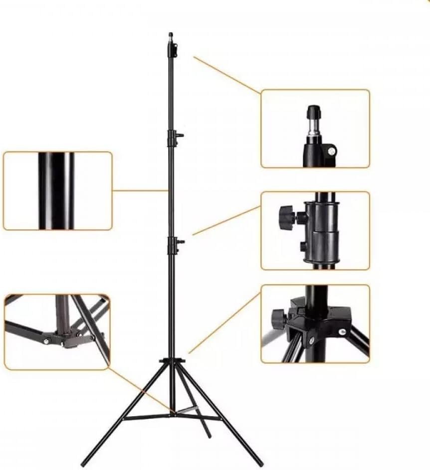 Coverzone Tripod Kamera Işık Ayağı Döküm Demir 940GR Fotoğraf Makinesi Paraflaş Kamera 70 cm-210 cm Açılabilir Katlanabilir Tripod Yayıncı Vlog Youtuber Işık Tripod Ayağı TR8806