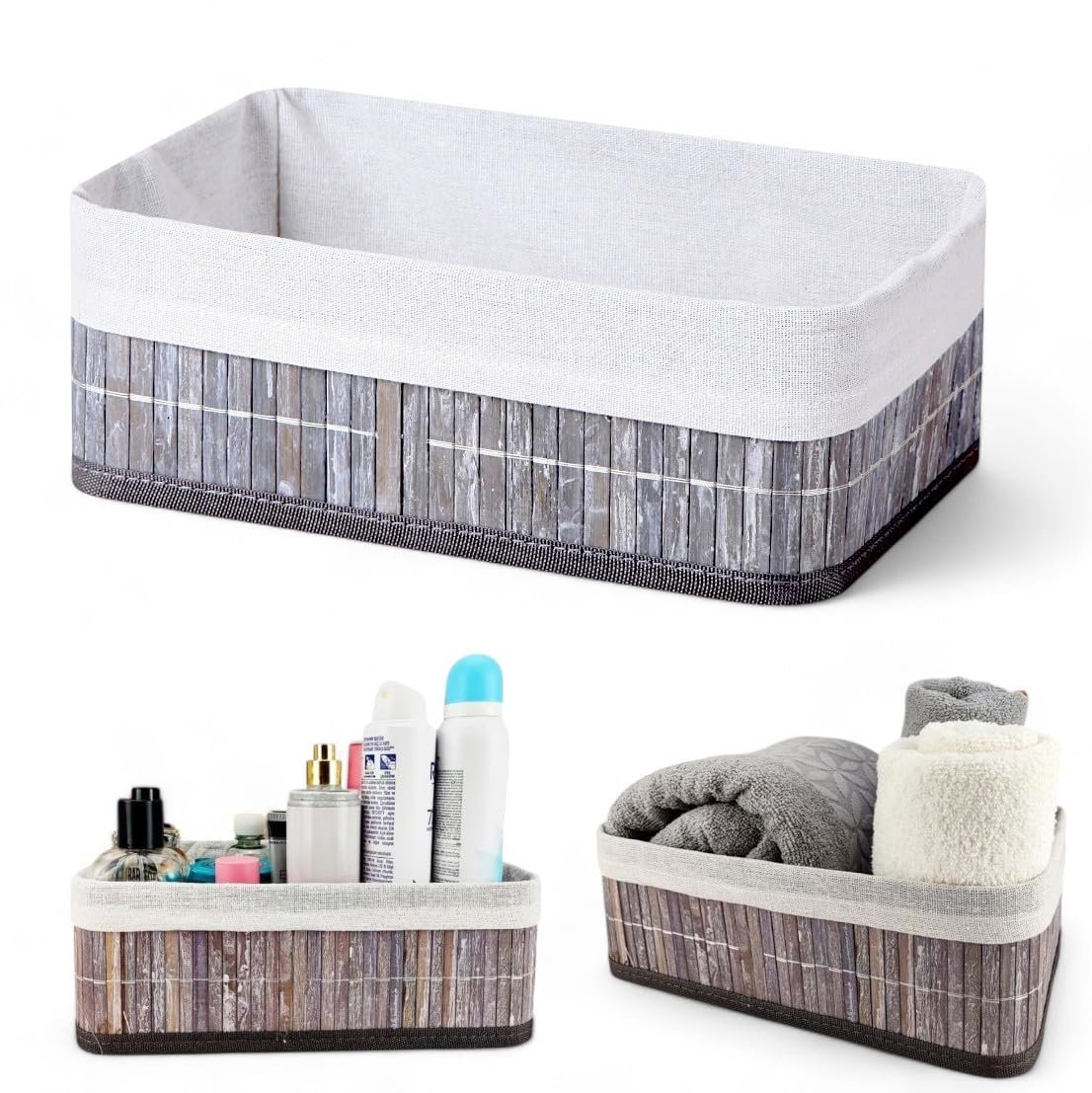 Deconox Bambu Çok Amaçlı Saklama Kutusu Düzenleyici Orta Boy Organizer, Dekoratif Bambu Düzenleyici