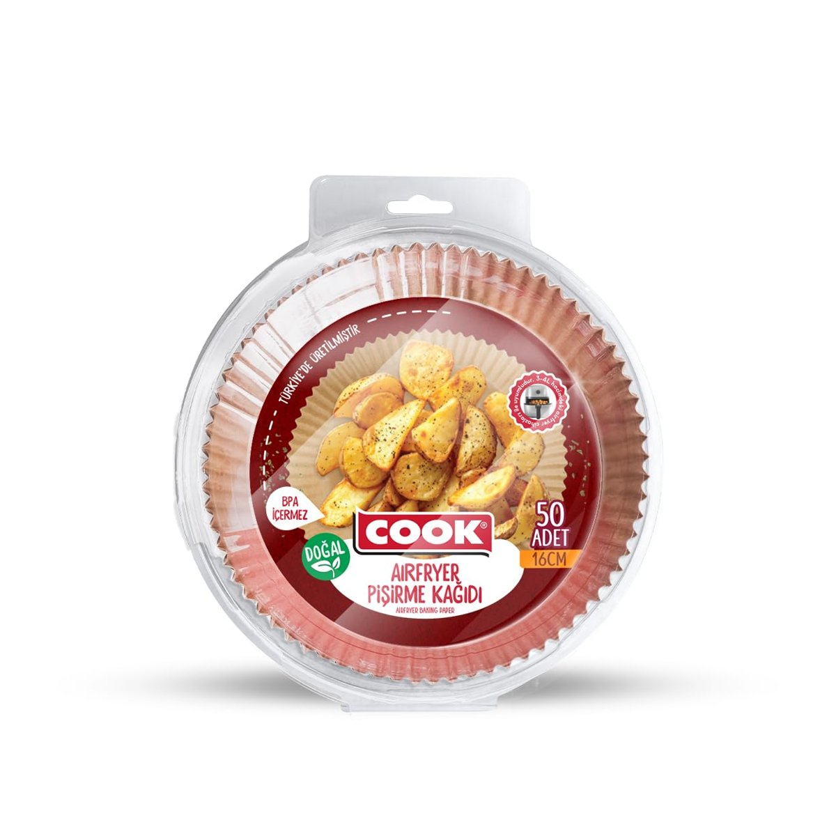 Cook Airfryer Pişirme Kağıdı, Standart Boy, 16 cm, 50 Adet