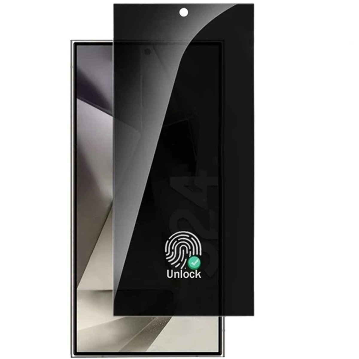 Coverzone Samsung Galaxy S24 ile uyumlu Ekran Koruma 0,18 mm ultra ince Hayalet Gizlilik cam Hassas Parmak izi açma özellikli Ultrasonic Unlock Ekranı Tam Kaplayan Ultrasocik Unlock