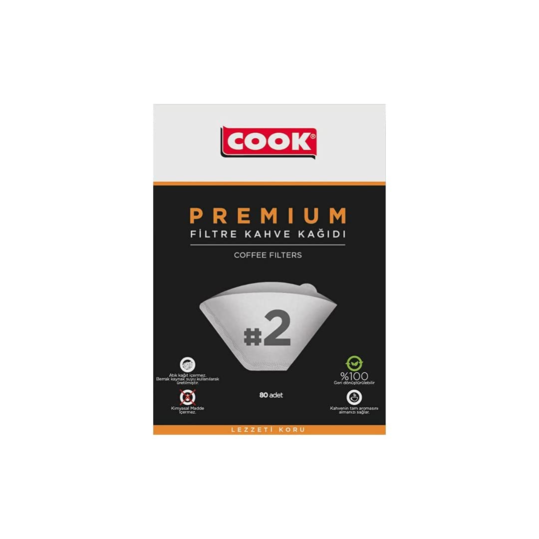 Cook Premium Filtre Kahve Kağıdı, Ebat 2, 80 Adet