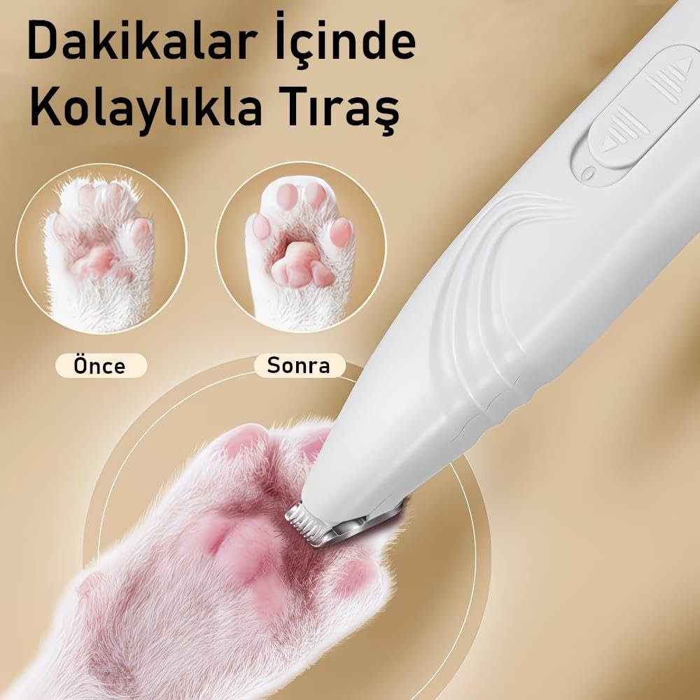 Valkyrie Kedi Köpek Pati Tüy Kesme Makinesi Sessiz Hassas Bölge Traş Cihazı Seramik & Çelik Bıçaklı