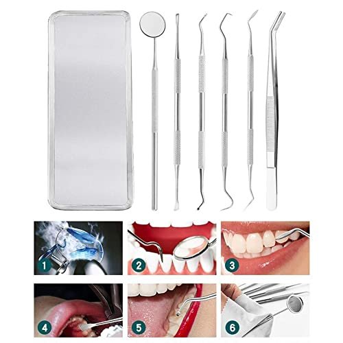 Valkyrie 6 adet Metal Kutulu Paslanmaz Çelik Diş Tartar Dil Temizleme Dental Ağız Bakım Seti