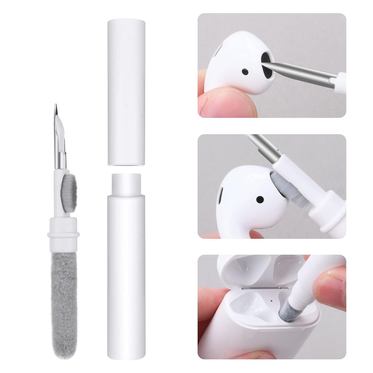 Vicloon Airpods Pro 1 2,3'ü 1 arada çok fonksiyonlu temizleme kalemi, yumuşak fırça, Bluetooth kulaklık, çanta, temizleme seti, kulaklık temizleme kiti için temizleme fırçası