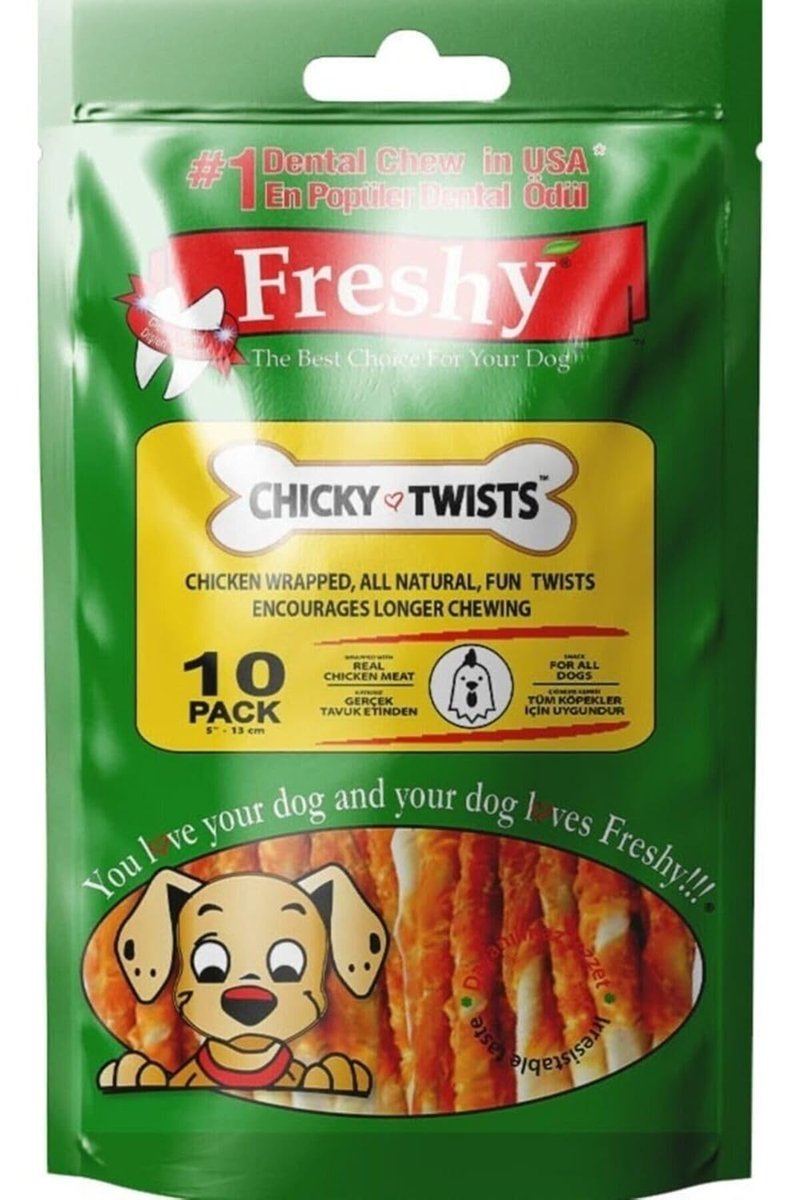 Freshy Tavuk Kaplı Burgu Çubuklar 13 cm 10 Adet