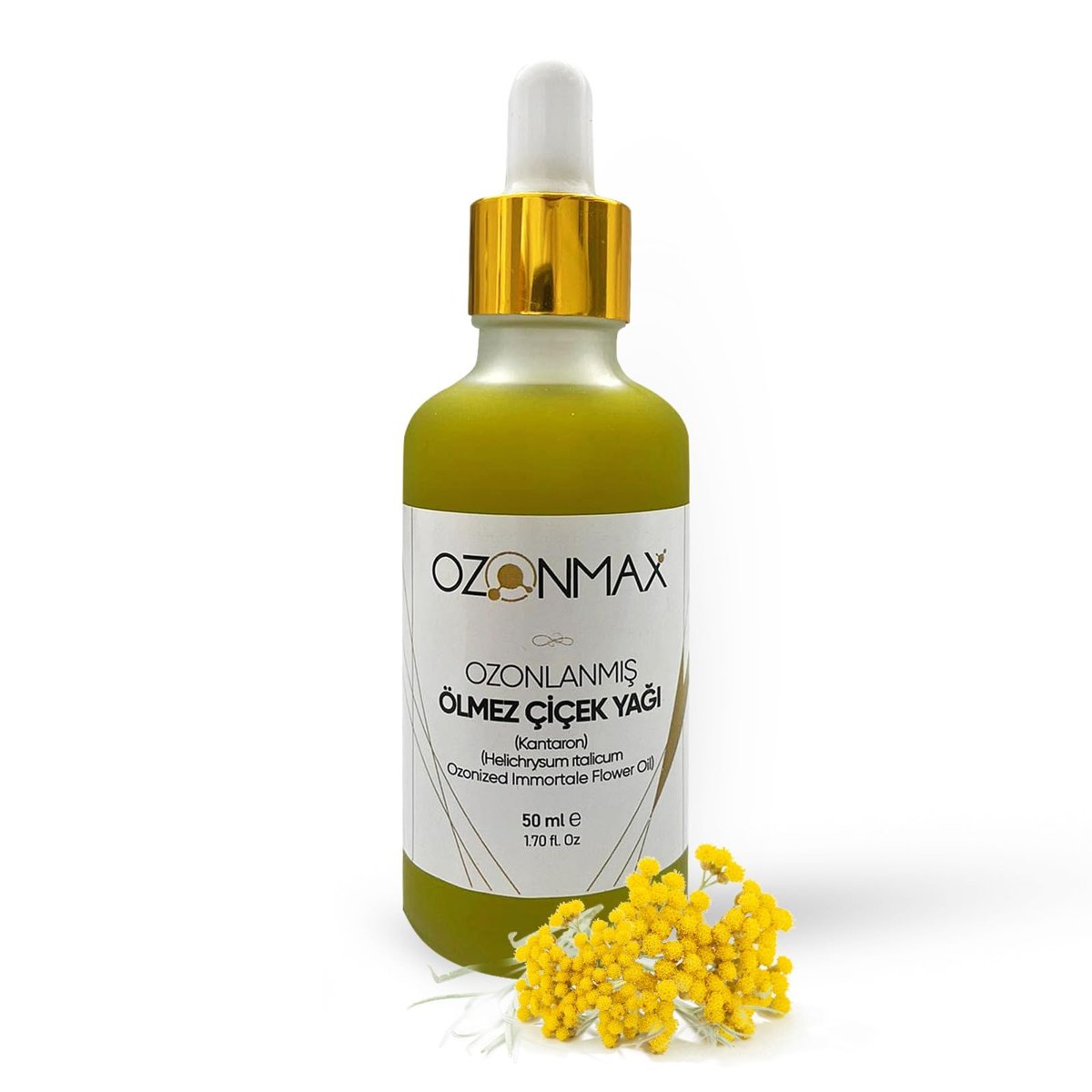 OZONMAX OZONLU ÖLMEZ ÇİÇEK YAĞI 50 ML (KANTARON)-Hassas ciltlerde, kuru ciltlerde destekleyici olarak kullanılabilir, Cildi sakinleştirir, Cilt bariyerini güçlendirir. Her cilt Tipine Uygundur.