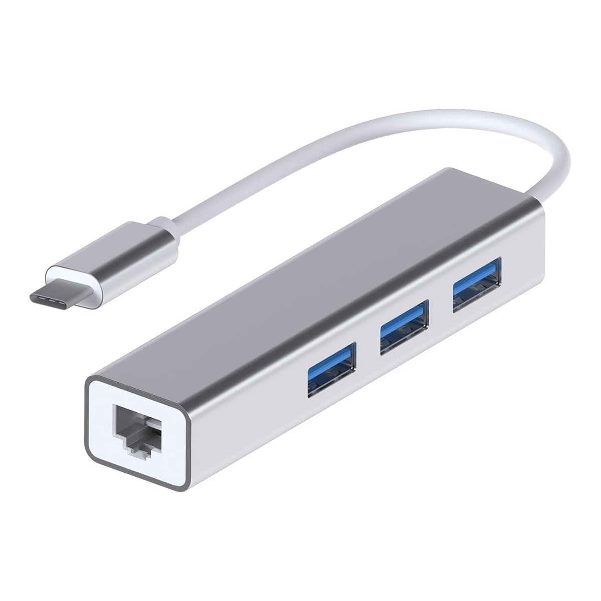 MMOBIEL USB Tip C Ethernet 1000Mbps - 1 Gigabit RJ45 adaptör ve 3 USB bağlantı noktası 3.0 Data Hub MacBook Air/Pro iMac Acer Lenovo Asus HP Samsung Huawei ile uyumlu - Gümüş